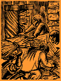 Kwame at the sugar cane crushing machine