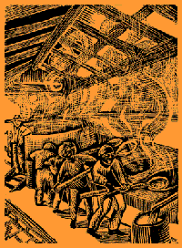 Slaves working in the boiling house