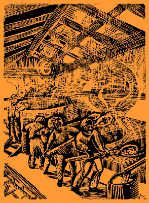 Slaves working in the boiling house