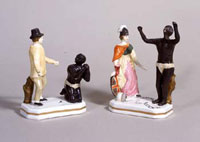 A pair of porcelain statues